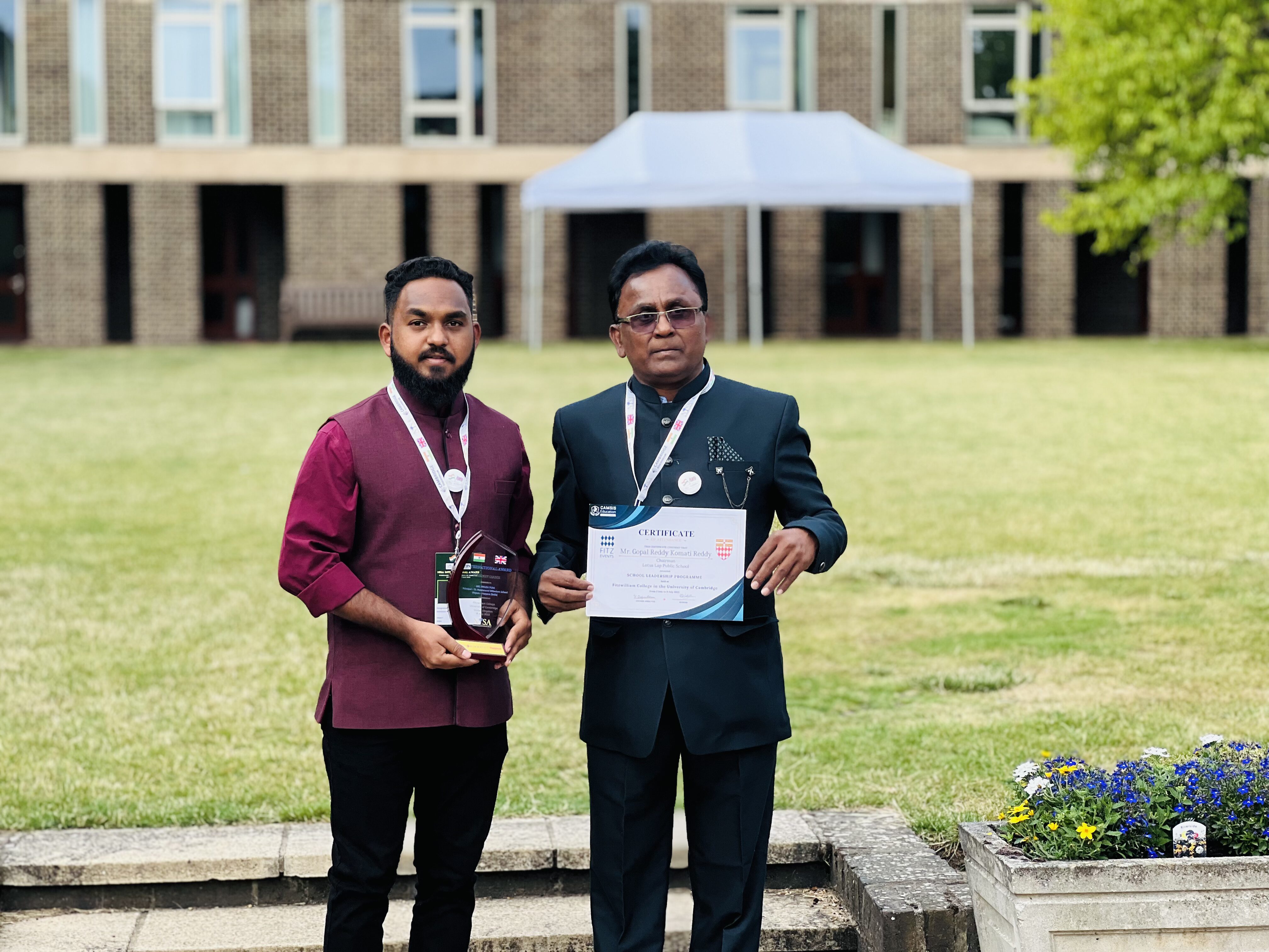 Lotus Lap Public Schools Receives the Best School in Innovation & Skills Development Award at Fitzwilliam College, University of Cambridge, United Kingdom (UK)