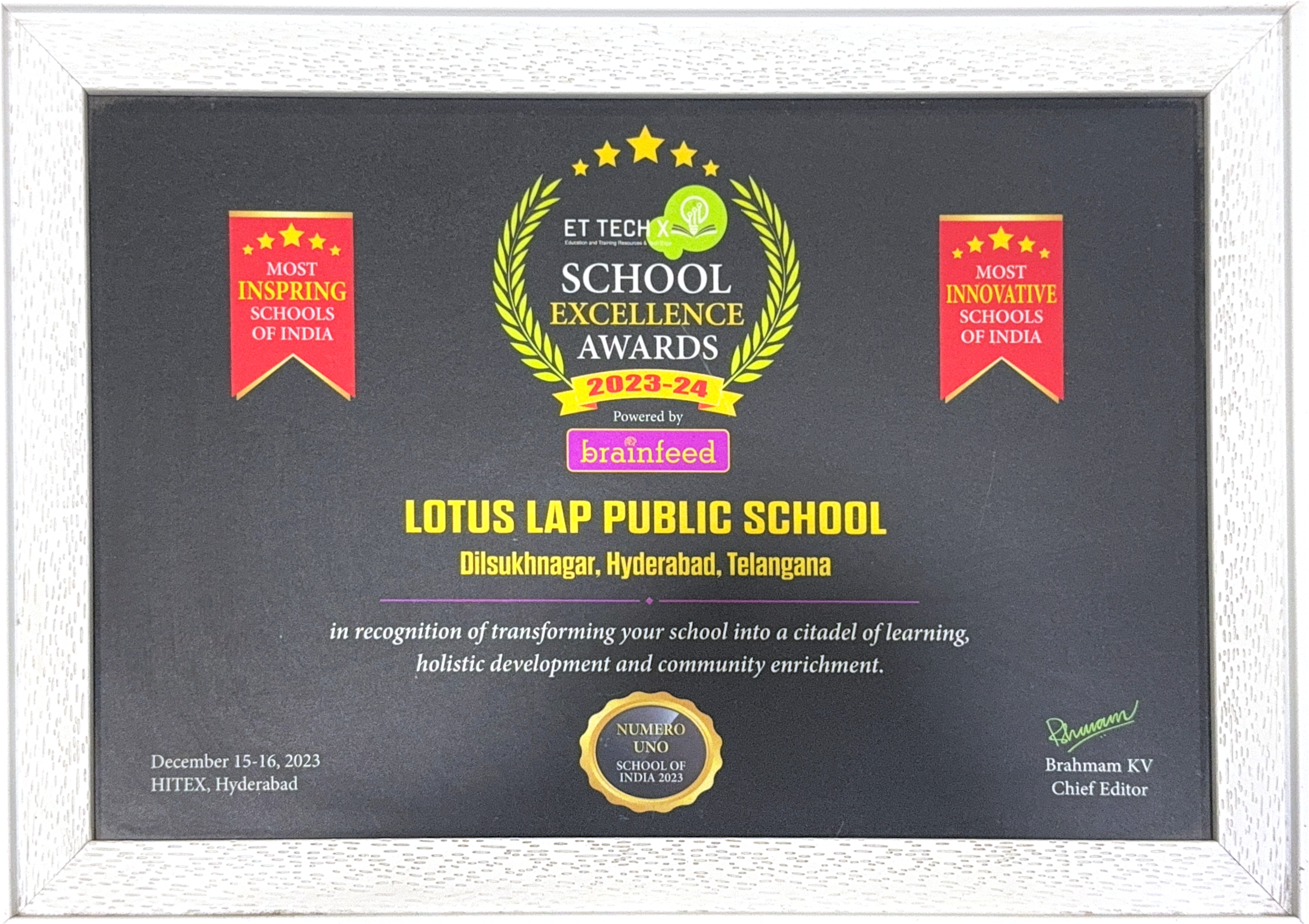 Lotus Lap Public Schools Honoured at the ET TECHX School Excellence Awards 2023–24: Recognised Among India’s Most Inspiring & Innovative Schools