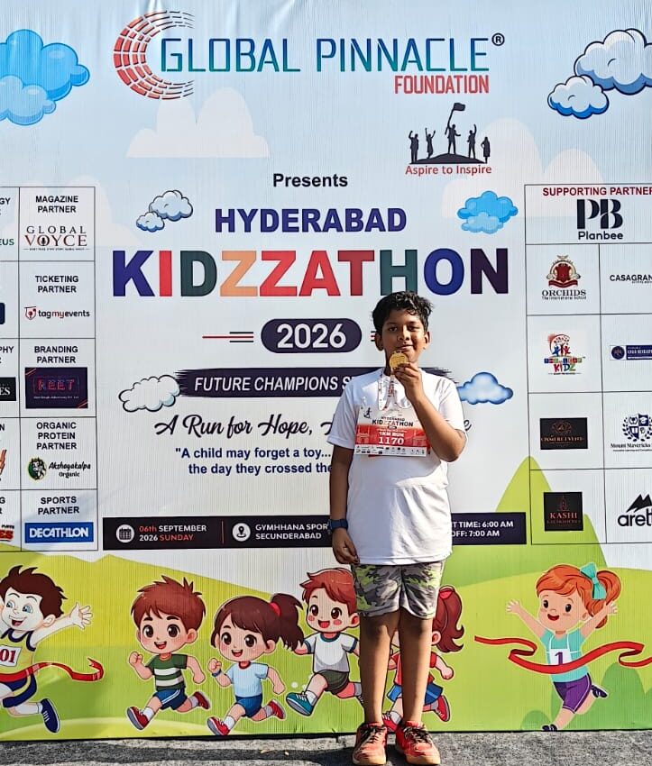 Celebrating Young Determination: Master D. Aarush Completes 1K Run at Kidzzathon